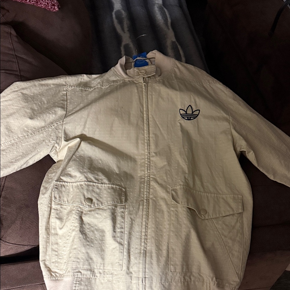 Adidas Cream Jacket with Embroidered Logo